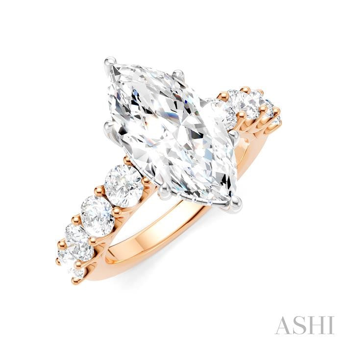 ASHI Marquise Shape Semi-Mount Diamond Engagement Ring 193ACPPFHPW-SM-MQ3