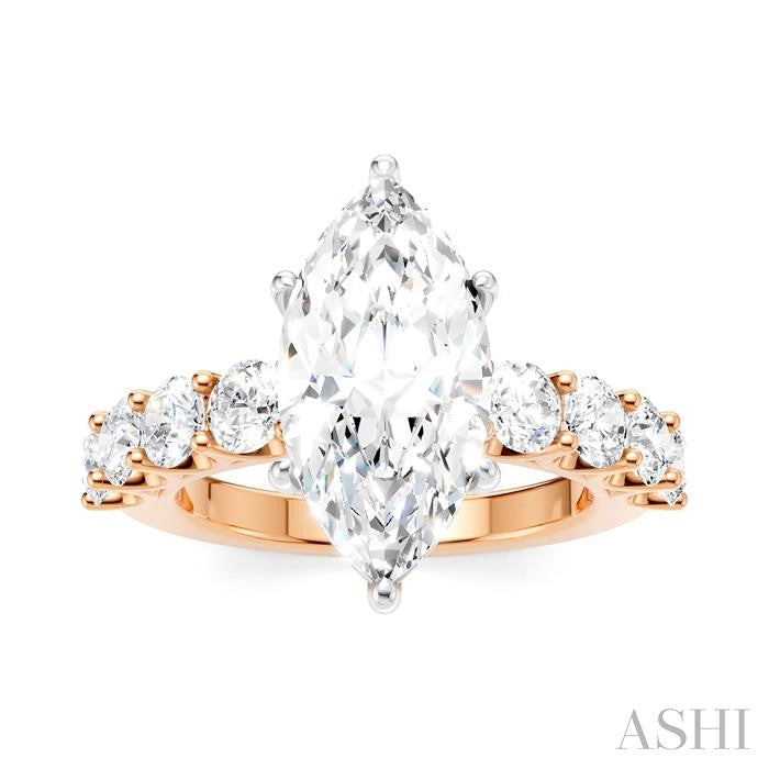 ASHI Marquise Shape Semi-Mount Diamond Engagement Ring 193ACPPFHPW-SM-MQ3