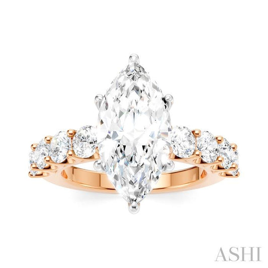 ASHI Marquise Shape Semi-Mount Diamond Engagement Ring 193ACPPFHPW-SM-MQ3