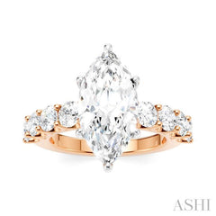 ASHI Marquise Shape Semi-Mount Diamond Engagement Ring 193ACPPFHPW-SM-MQ3