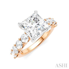 ASHI Princess Shape Semi-Mount Diamond Engagement Ring 193ACPPFHPW-SM-PN3