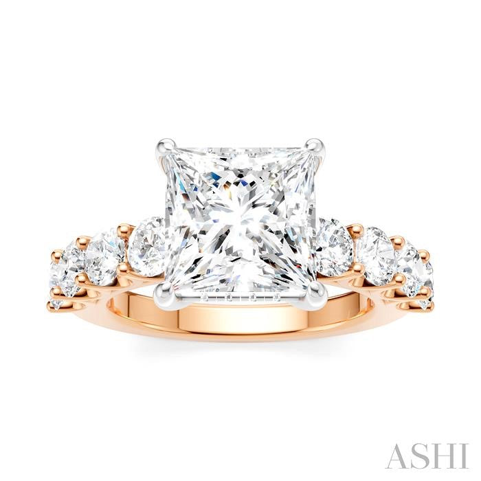 ASHI Princess Shape Semi-Mount Diamond Engagement Ring 193ACPPFHPW-SM-PN3
