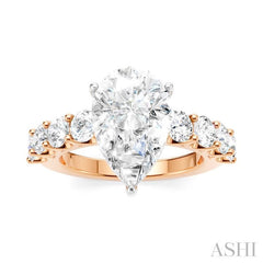 ASHI Pear Shape Semi-Mount Diamond Engagement Ring 193ACPPFHPW-SM-PR3