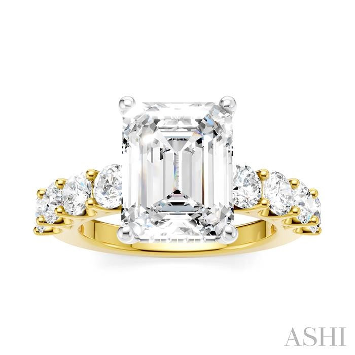 ASHI Emerald Shape Semi-Mount Diamond Engagement Ring 193ACPPFHYW-SM-EM3