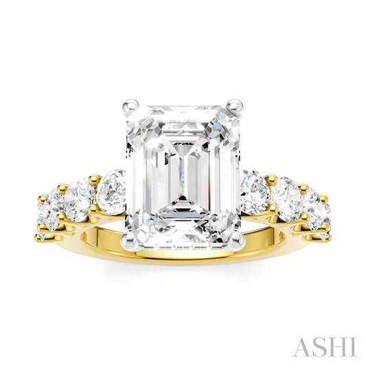 ASHI Emerald Shape Semi-Mount Diamond Engagement Ring 193ACPPFHYW-SM-EM3