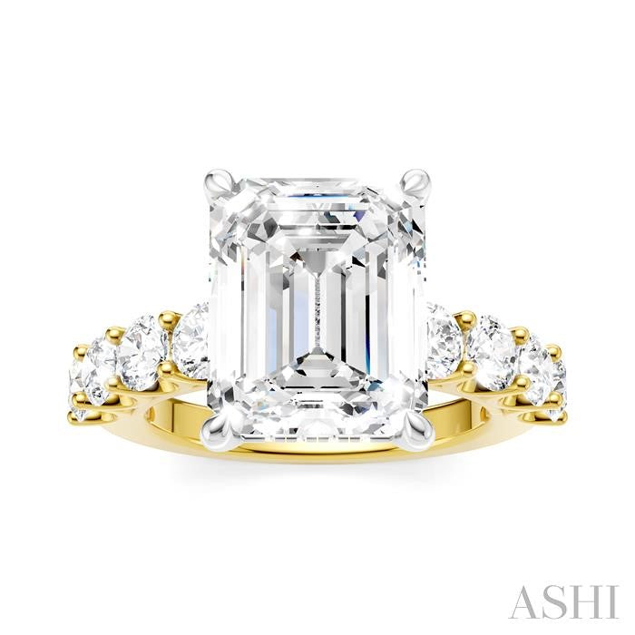 ASHI Emerald Shape Semi-Mount Diamond Engagement Ring 193ACPPFHYW-SM-EM4
