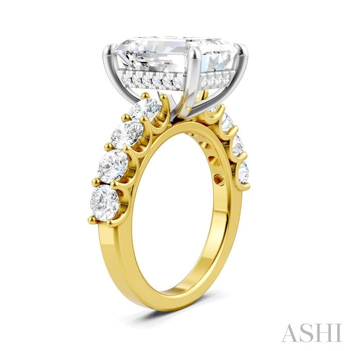 ASHI Emerald Shape Semi-Mount Diamond Engagement Ring 193ACPPFHYW-SM-EM4
