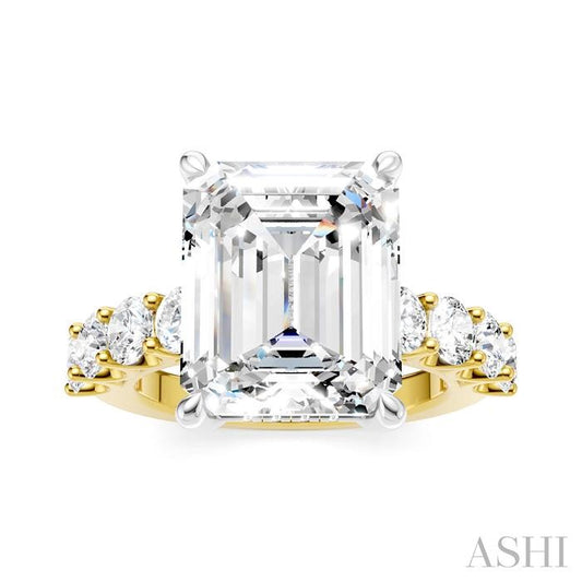 ASHI Emerald Shape Semi-Mount Diamond Engagement Ring 193ACPPFHYW-SM-EM5