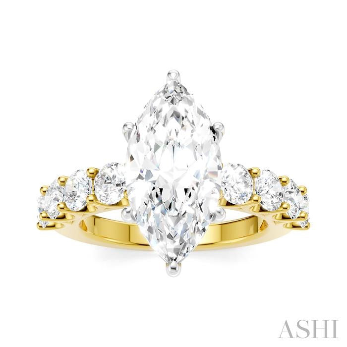 ASHI Marquise Shape Semi-Mount Diamond Engagement Ring 193ACPPFHYW-SM-MQ3