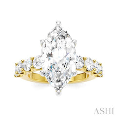 ASHI Marquise Shape Semi-Mount Diamond Engagement Ring 193ACPPFHYW-SM-MQ4