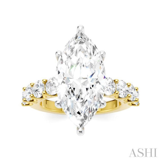 ASHI Marquise Shape Semi-Mount Diamond Engagement Ring 193ACPPFHYW-SM-MQ5