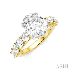 ASHI Oval Shape Semi-Mount Diamond Engagement Ring 193ACPPFHYW-SM-OV3