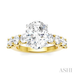 ASHI Oval Shape Semi-Mount Diamond Engagement Ring 193ACPPFHYW-SM-OV3