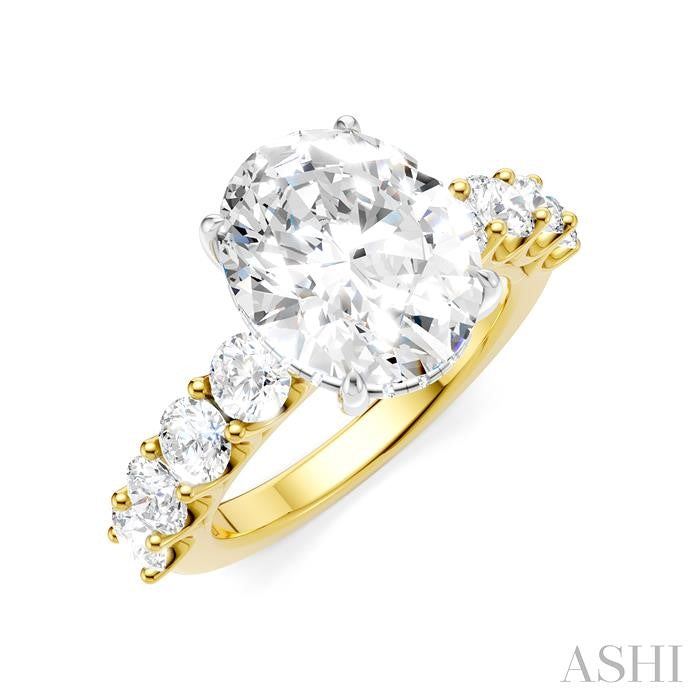 ASHI Oval Shape Semi-Mount Diamond Engagement Ring 193ACPPFHYW-SM-OV4