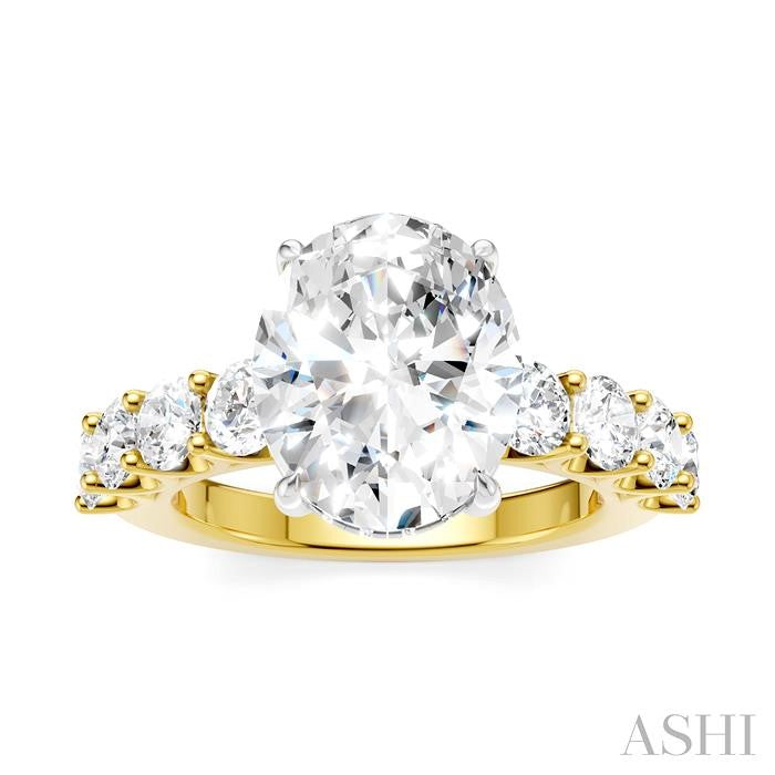 ASHI Oval Shape Semi-Mount Diamond Engagement Ring 193ACPPFHYW-SM-OV4