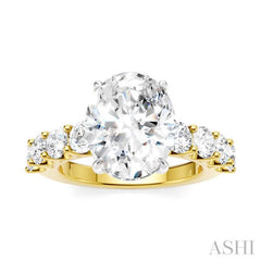 ASHI Oval Shape Semi-Mount Diamond Engagement Ring 193ACPPFHYW-SM-OV4