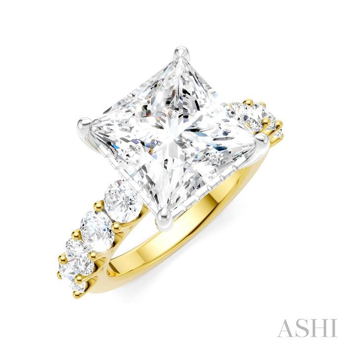 ASHI Princess Shape Semi-Mount Diamond Engagement Ring 193ACPPFHYW-SM-PN5