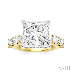ASHI Princess Shape Semi-Mount Diamond Engagement Ring 193ACPPFHYW-SM-PN5