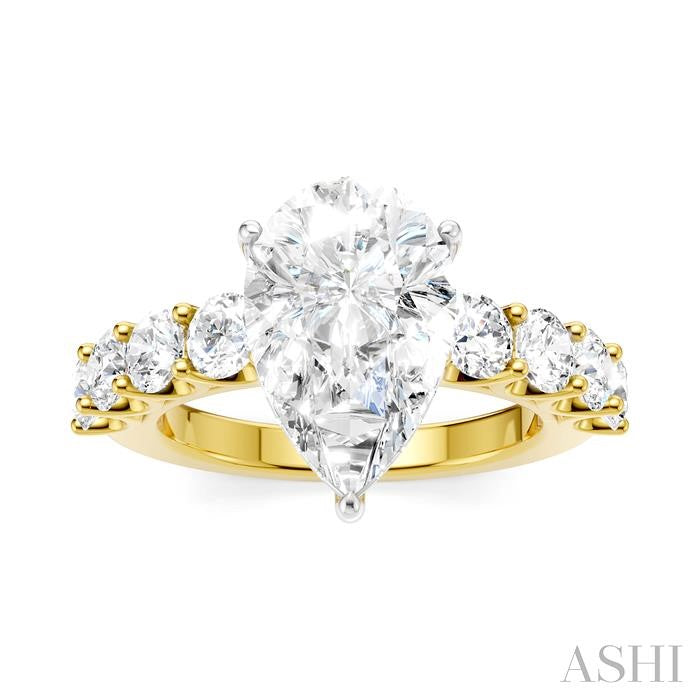 ASHI Pear Shape Semi-Mount Diamond Engagement Ring 193ACPPFHYW-SM-PR3
