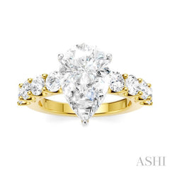 ASHI Pear Shape Semi-Mount Diamond Engagement Ring 193ACPPFHYW-SM-PR3