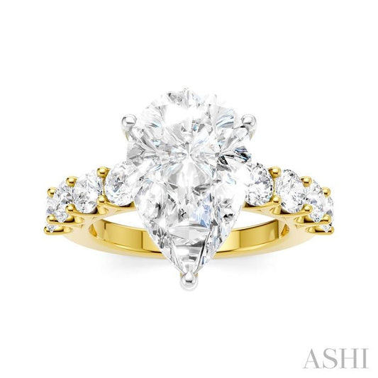 ASHI Pear Shape Semi-Mount Diamond Engagement Ring 193ACPPFHYW-SM-PR4