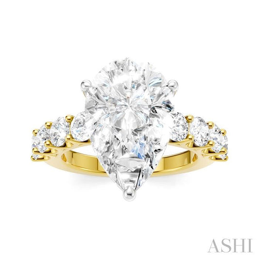 ASHI Pear Shape Semi-Mount Diamond Engagement Ring 193ACPPFHYW-SM-PR5