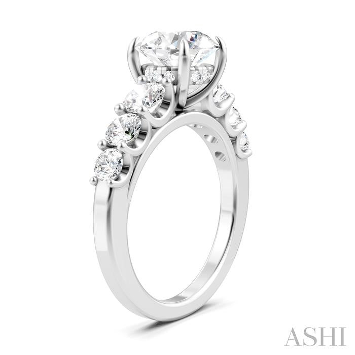 ASHI Round Shape Semi-Mount Diamond Engagement Ring 193B1PPFHWG-SM-RD2