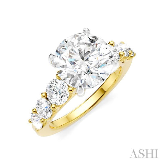 ASHI Round Shape Semi-Mount Diamond Engagement Ring 193BCPPFHYW-SM-RD3