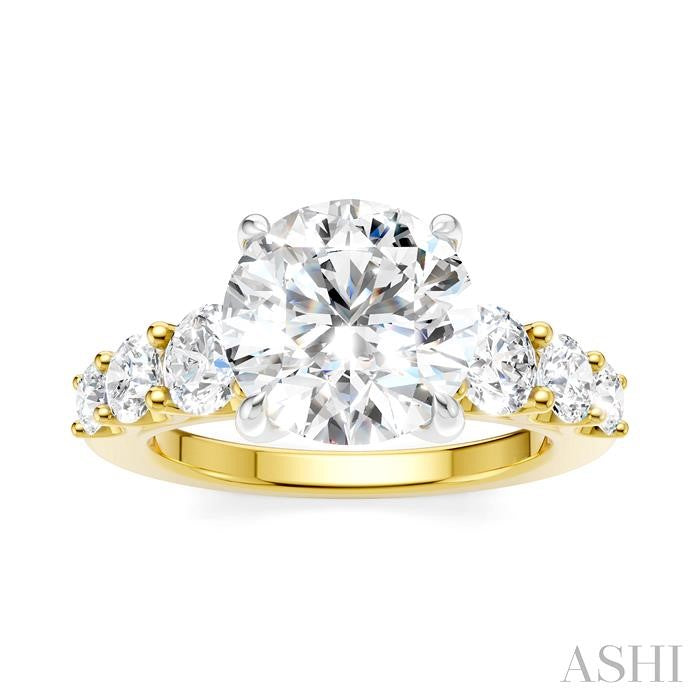 ASHI Round Shape Semi-Mount Diamond Engagement Ring 193BCPPFHYW-SM-RD3