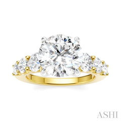 ASHI Round Shape Semi-Mount Diamond Engagement Ring 193BCPPFHYW-SM-RD3