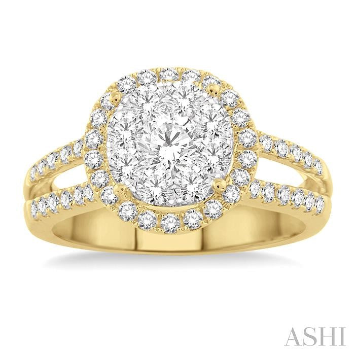 ASHI Round Shape Halo Lovebright Diamond Engagement Ring 19411PPFVYW-LE