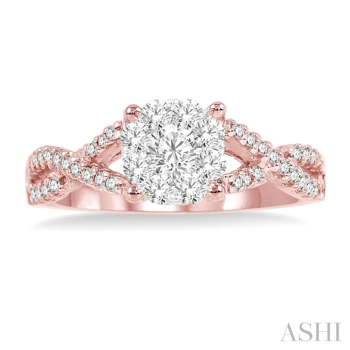 ASHI Round Shape Lovebright Diamond Engagement Ring 19495PPFGPW-LE