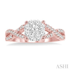 ASHI Round Shape Lovebright Diamond Engagement Ring 19495PPFGPW-LE