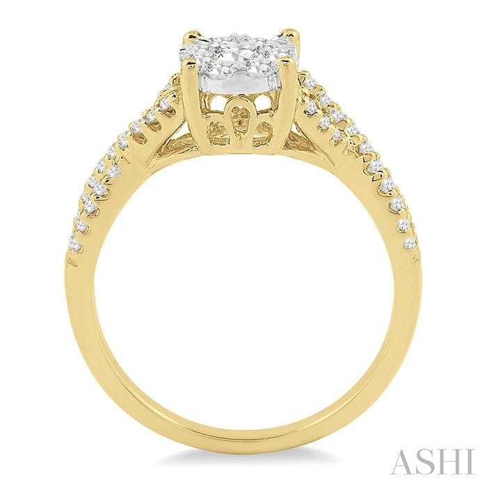ASHI Round Shape Lovebright Diamond Engagement Ring 19495PPFGYW-LE