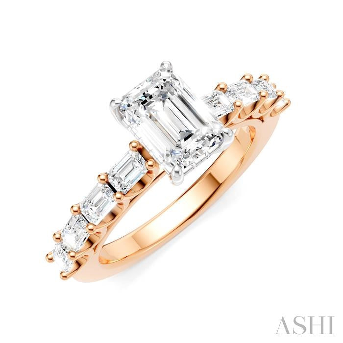 ASHI Emerald Shape Semi-Mount Diamond Engagement Ring 194A2PPFHPW-SM-EM1