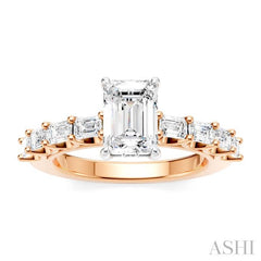 ASHI Emerald Shape Semi-Mount Diamond Engagement Ring 194A2PPFHPW-SM-EM1