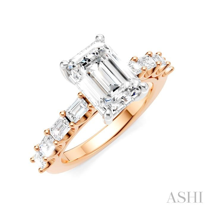 ASHI Emerald Shape Semi-Mount Diamond Engagement Ring 194A2PPFHPW-SM-EM2