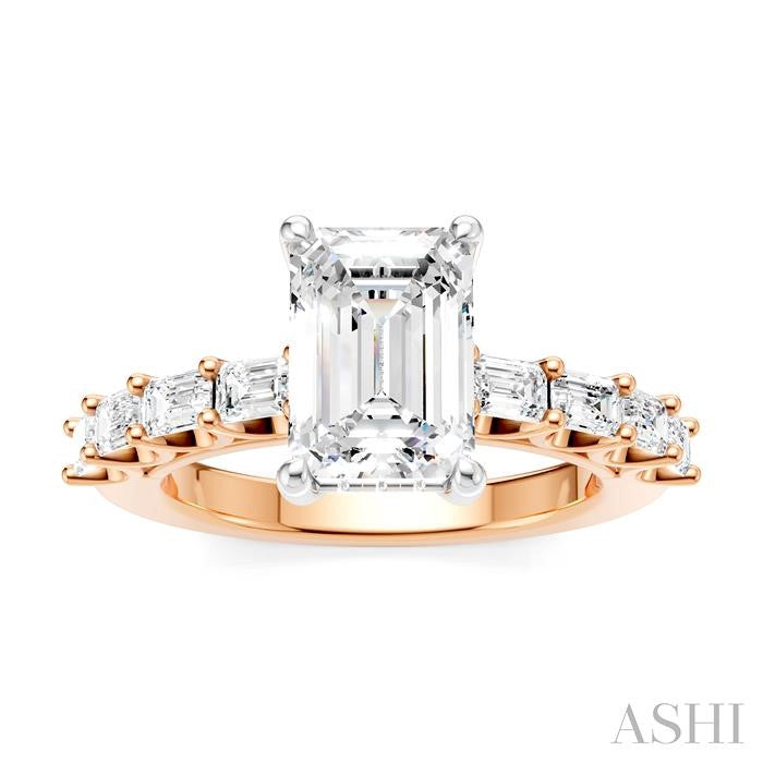 ASHI Emerald Shape Semi-Mount Diamond Engagement Ring 194A2PPFHPW-SM-EM2