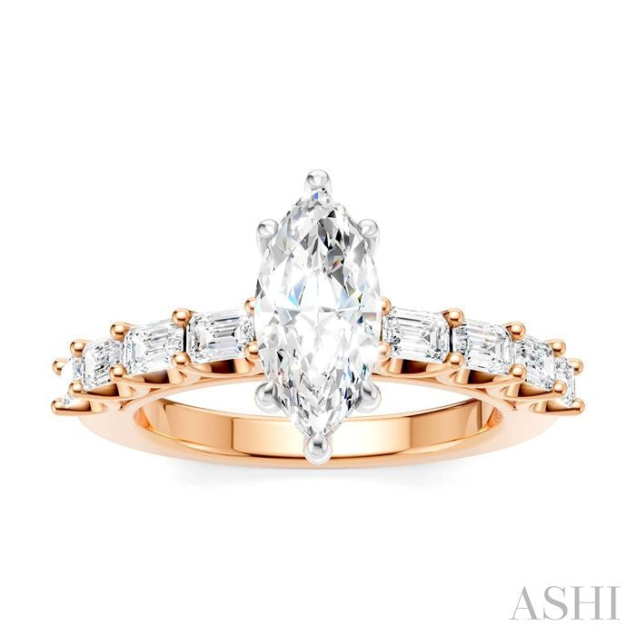 ASHI Marquise Shape Semi-Mount Diamond Engagement Ring 194A2PPFHPW-SM-MQ1