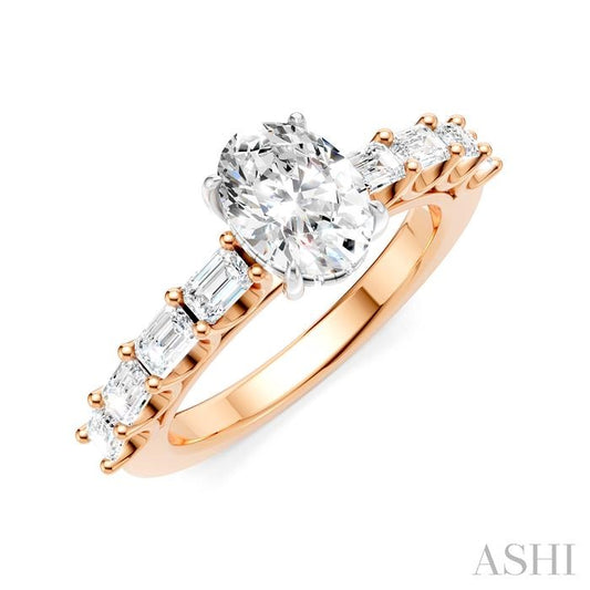 ASHI Oval Shape Semi-Mount Diamond Engagement Ring 194A2PPFHPW-SM-OV1