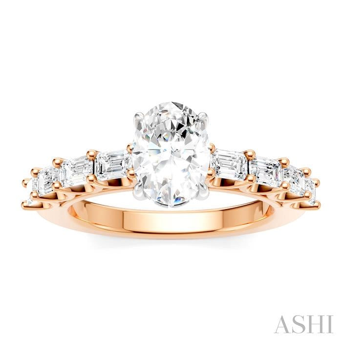 ASHI Oval Shape Semi-Mount Diamond Engagement Ring 194A2PPFHPW-SM-OV1