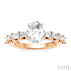 ASHI Oval Shape Semi-Mount Diamond Engagement Ring 194A2PPFHPW-SM-OV1