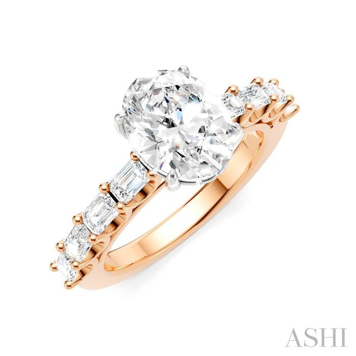 ASHI Oval Shape Semi-Mount Diamond Engagement Ring 194A2PPFHPW-SM-OV2
