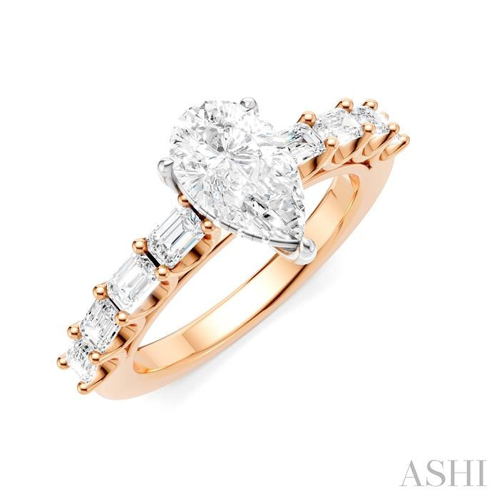 ASHI Pear Shape Semi-Mount Diamond Engagement Ring 194A2PPFHPW-SM-PR1