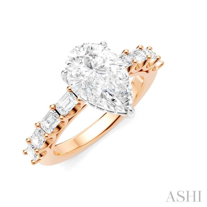 ASHI Pear Shape Semi-Mount Diamond Engagement Ring 194A2PPFHPW-SM-PR2