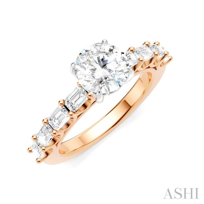 ASHI Round Shape Semi-Mount Diamond Engagement Ring 194A2PPFHPW-SM-RD1