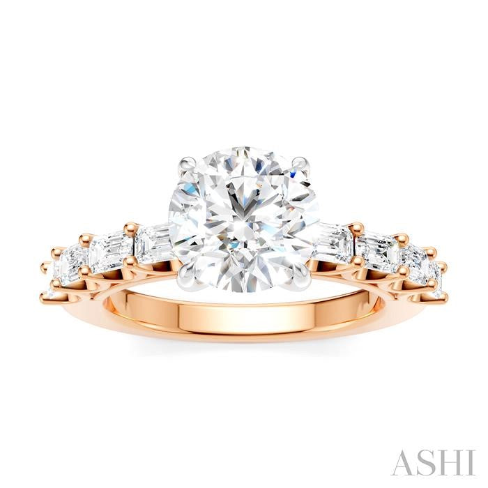 ASHI Round Shape Semi-Mount Diamond Engagement Ring 194A2PPFHPW-SM-RD2