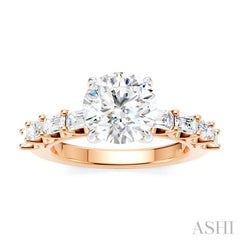 ASHI Round Shape Semi-Mount Diamond Engagement Ring 194A2PPFHPW-SM-RD2