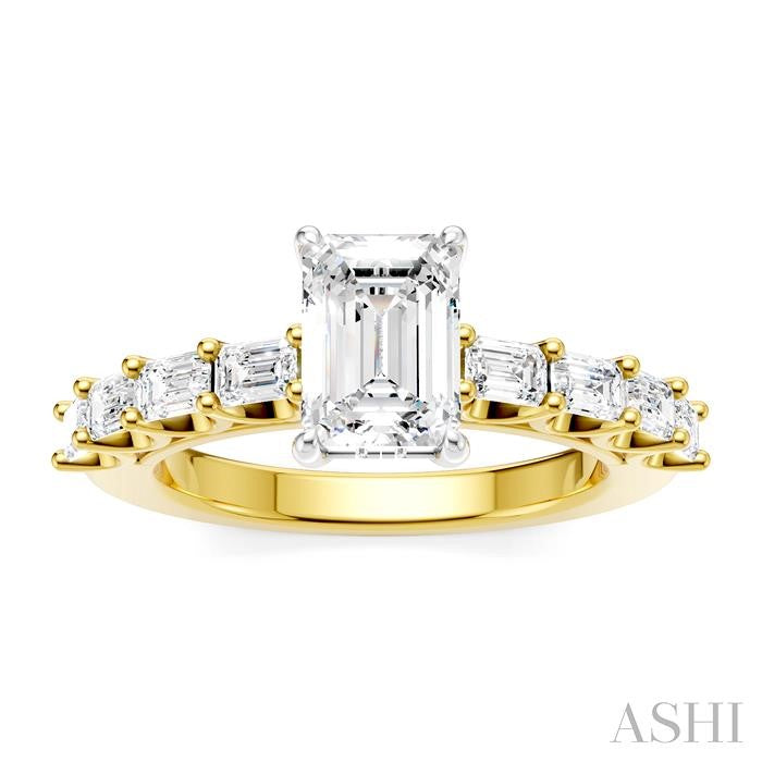 ASHI Emerald Shape Semi-Mount Diamond Engagement Ring 194A2PPFHYW-SM-EM1