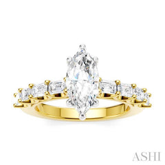 ASHI Marquise Shape Semi-Mount Diamond Engagement Ring 194A2PPFHYW-SM-MQ1